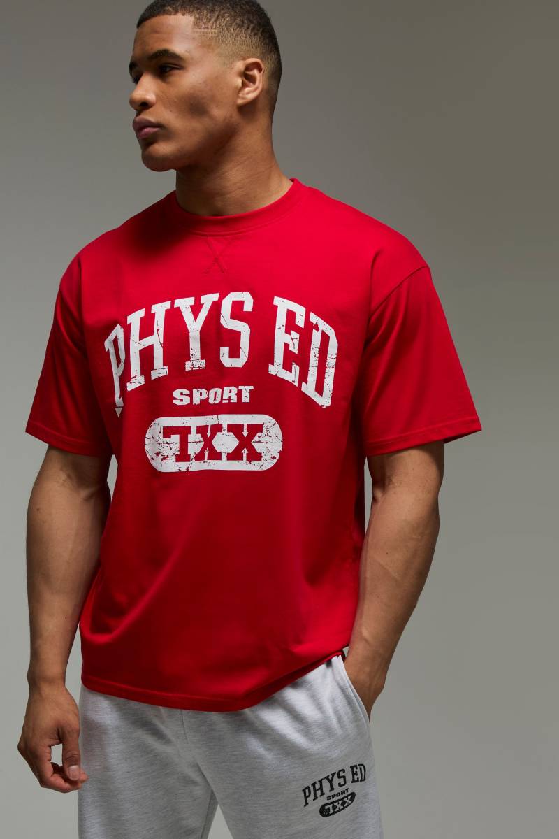 Kastiges Man Active T-Shirt - Rot - M, Rot von boohooman