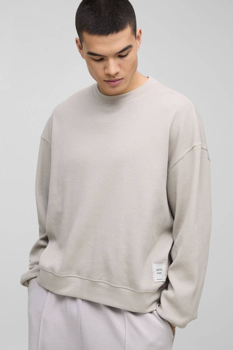 Kastiges Man Sweatshirt in Waffeloptik von boohooman