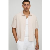 Kastiges Nadelstreifen-Hemd mit kurzen Ärmeln von boohooman