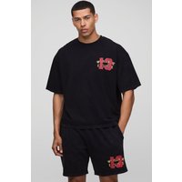 Kastiges Oversize 13 T-Shirt & Shorts - Schwarz - S, Schwarz Kastiges Oversize 13 T-Shirt & Shorts - Schwarz - S, Schwarz von boohooman