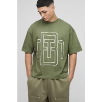 Kastiges Oversize BM T-Shirt - Khaki - XS, Khaki von boohooman