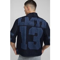 Kastiges Oversize Fußball-Oberteil mit V-Ausschnitt und Laser-Print von boohooman