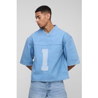 Kastiges Oversize Fußball-Oberteil mit V-Ausschnitt von boohooman