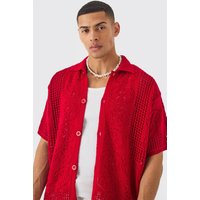 Kastiges Oversize Hemd in Rot mit Naht-Detail - S, Rot von boohooman