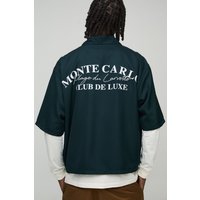 Kastiges Oversize Hemd mit Monte Carlo Print - Khaki - M, Khaki von boohooman