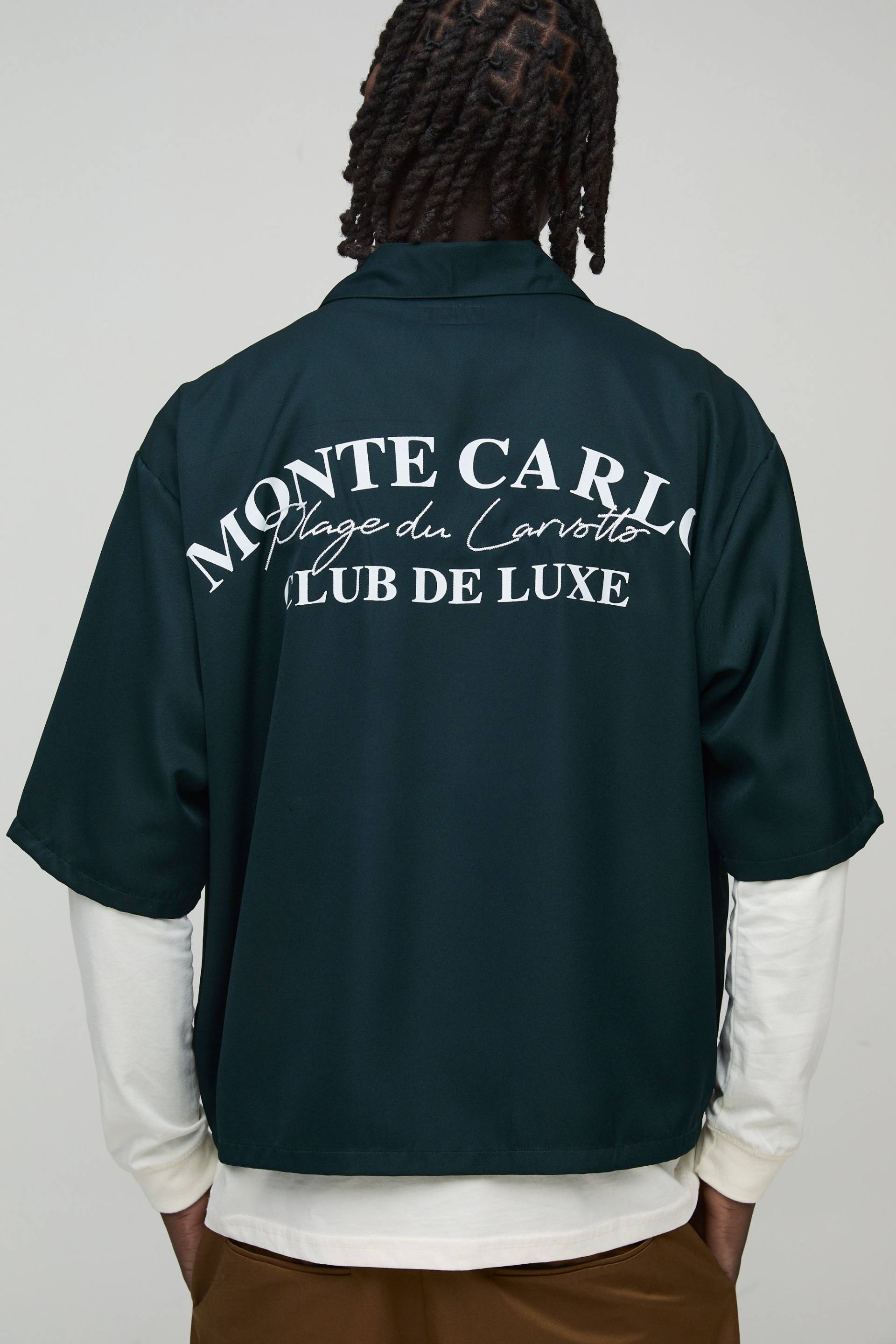 Kastiges Oversize Hemd mit Monte Carlo Print - Khaki - S, Khaki von boohooman