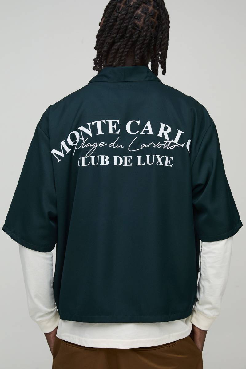 Kastiges Oversize Hemd mit Monte Carlo Print - Khaki - S, Khaki von boohooman