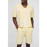 Kastiges Oversize Hemd & Shorts in Leinenoptik - Gelb - S, Gelb Kastiges Oversize Hemd & Shorts in Leinenoptik - Gelb - S, Gelb von boohooman