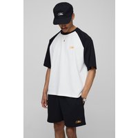 Kastiges Oversize Man Raglan T-Shirt & Shorts - Schwarz - M, Schwarz von boohooman