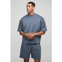Kastiges Oversize Man Scuba T-Shirt & Shorts - Blau - L, Blau Kastiges Oversize Man Scuba T-Shirt & Shorts - Blau - L, Blau von boohooman