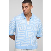 Kastiges Oversize Poloshirt - Blau - XS, Blau Kastiges Oversize Poloshirt - Blau - XS, Blau von boohooman