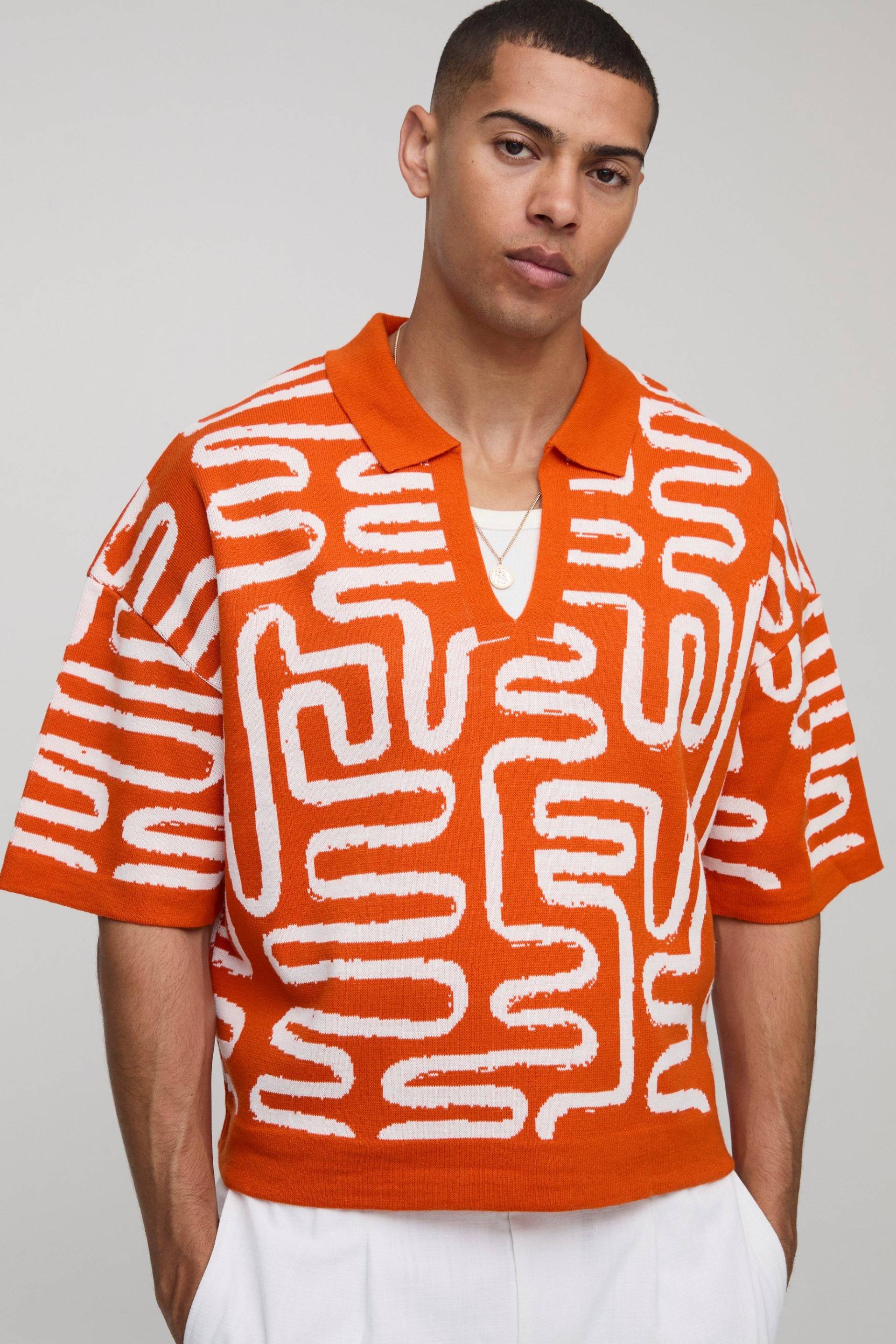 Kastiges Oversize Poloshirt - Orange - M, Orange Kastiges Oversize Poloshirt - Orange - M, Orange von boohooman