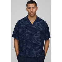 Kastiges Oversize Poloshirt mit Palmen-Print - Blau - XS, Blau Kastiges Oversize Poloshirt mit Palmen-Print - Blau - XS, Blau von boohooman