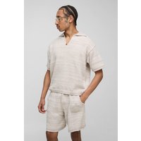 Kastiges Oversize Poloshirt & lockere Shorts - Grau - L, Grau von boohooman