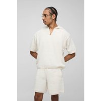 Kastiges Oversize Poloshirt & lockere Shorts - Weiß - L, Weiß Kastiges Oversize Poloshirt & lockere Shorts - Weiß - L, Weiß von boohooman