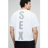 Kastiges Oversize Pride T-Shirt mit Rhinestone-Slogan - Weiß - XXXL, Weiß von boohooman