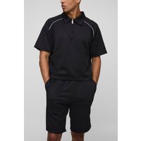 Kastiges Oversize Raglan Scuba Poloshirt & Shorts von boohooman