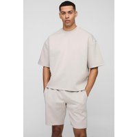 Kastiges Oversize Scuba T-Shirt & Shorts - Grau - XL, Grau Kastiges Oversize Scuba T-Shirt & Shorts - Grau - XL, Grau von boohooman
