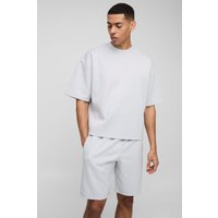 Kastiges Oversize Scuba T-Shirt & Shorts - Grau - XS, Grau Kastiges Oversize Scuba T-Shirt & Shorts - Grau - XS, Grau von boohooman