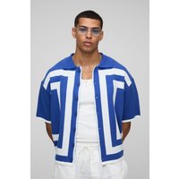 Kastiges Oversize Strick-Hemd - Grau - XS, Grau von boohooman