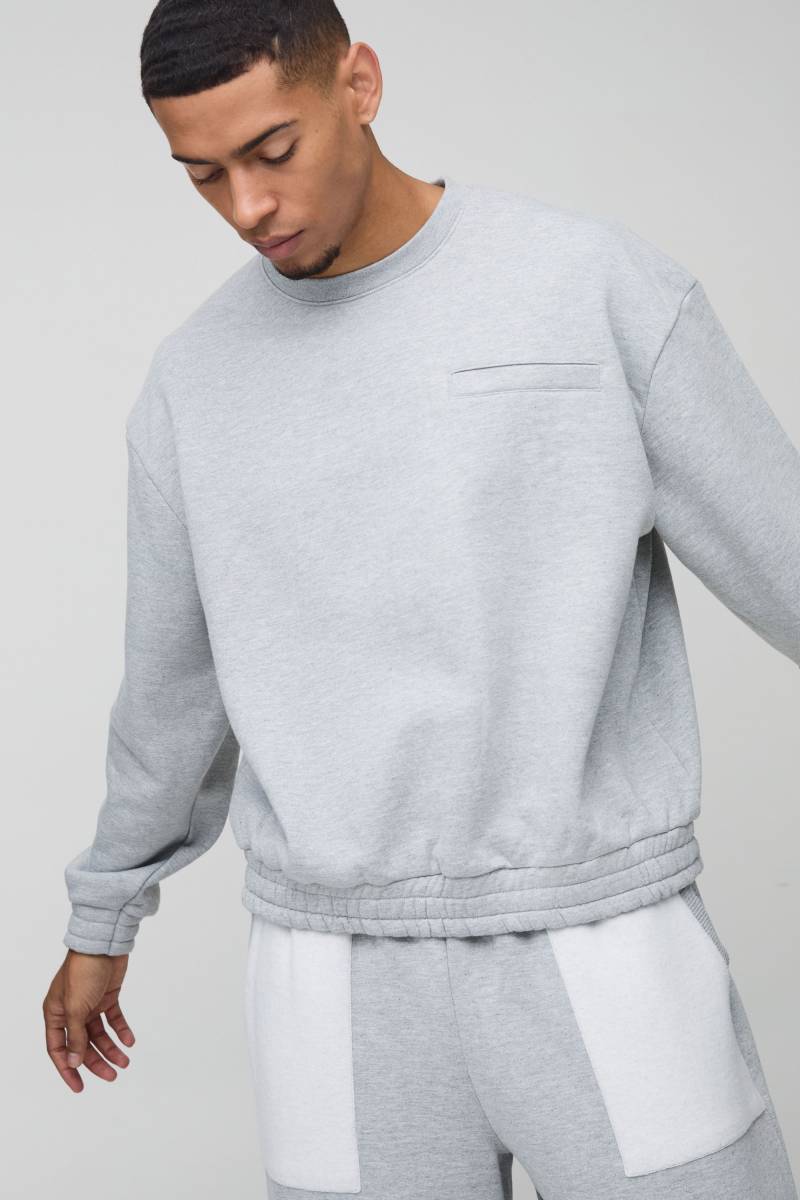 Kastiges Oversize Sweatshirt mit 3D-Print - Grau - S, Grau von boohooman