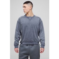 Kastiges Oversize Sweatshirt mit Naht-Waschung - Grau - L, Grau von boohooman