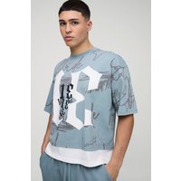 Kastiges Oversize T-Shirt - Grau - L, Grau Kastiges Oversize T-Shirt - Grau - L, Grau von boohooman