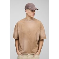 Kastiges Oversize T-Shirt - Taupe - XS, Taupe von boohooman