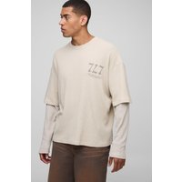 Kastiges Oversize T-Shirt in Waffeloptik - Grau - XL, Grau Kastiges Oversize T-Shirt in Waffeloptik - Grau - XL, Grau von boohooman