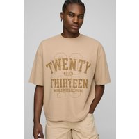 Kastiges Oversize T-Shirt in Waffeloptik - Taupe - XS, Taupe Kastiges Oversize T-Shirt in Waffeloptik - Taupe - XS, Taupe von boohooman
