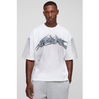Kastiges Oversize T-Shirt mit Graffiti-Print - Weiß - XS, Weiß Kastiges Oversize T-Shirt mit Graffiti-Print - Weiß - XS, Weiß von boohooman