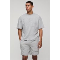 Kastiges Oversize T-Shirt mit Homme Print & Shorts - Grau - M, Grau Kastiges Oversize T-Shirt mit Homme Print & Shorts - Grau - M, Grau von boohooman