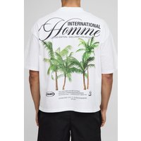 Kastiges Oversize T-Shirt mit Palmen-Print - Weiß - XS, Weiß Kastiges Oversize T-Shirt mit Palmen-Print - Weiß - XS, Weiß von boohooman
