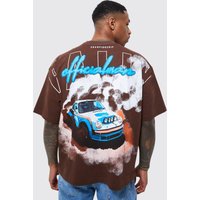 Kastiges Oversize T-Shirt mit Print - Braun - XS, Braun Kastiges Oversize T-Shirt mit Print - Braun - XS, Braun von boohooman