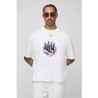 Kastiges Oversize T-Shirt mit Print - Weiß - S, Weiß von boohooman
