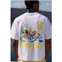 Kastiges Oversize T-Shirt mit Print - Weiß - XL, Weiß von boohooman