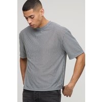 Kastiges Oversize T-Shirt mit Streifen - Grau - XS, Grau von boohooman