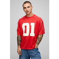 Kastiges Oversize T-Shirt mit halben Ärmeln - Rot - M, Rot von boohooman