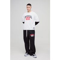 Kastiges Oversize T-Shirt und Jogginghose mit weitem Bein - Schwarz - S, Schwarz von boohooman