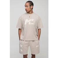 Kastiges Oversize T-Shirt und Shorts - Grau - S, Grau Kastiges Oversize T-Shirt und Shorts - Grau - S, Grau von boohooman