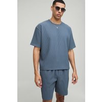 Kastiges Oversize T-Shirt und lockere mittellange Shorts - Blau - XS, Blau Kastiges Oversize T-Shirt und lockere mittellange Shorts - Blau - XS, Blau von boohooman
