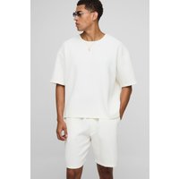 Kastiges Oversize T-Shirt und lockere mittellange Shorts - Ecru - XS, Ecru von boohooman