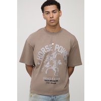 Kastiges Oversize vesttop mit Western-Print - Braun - S, Braun von boohooman