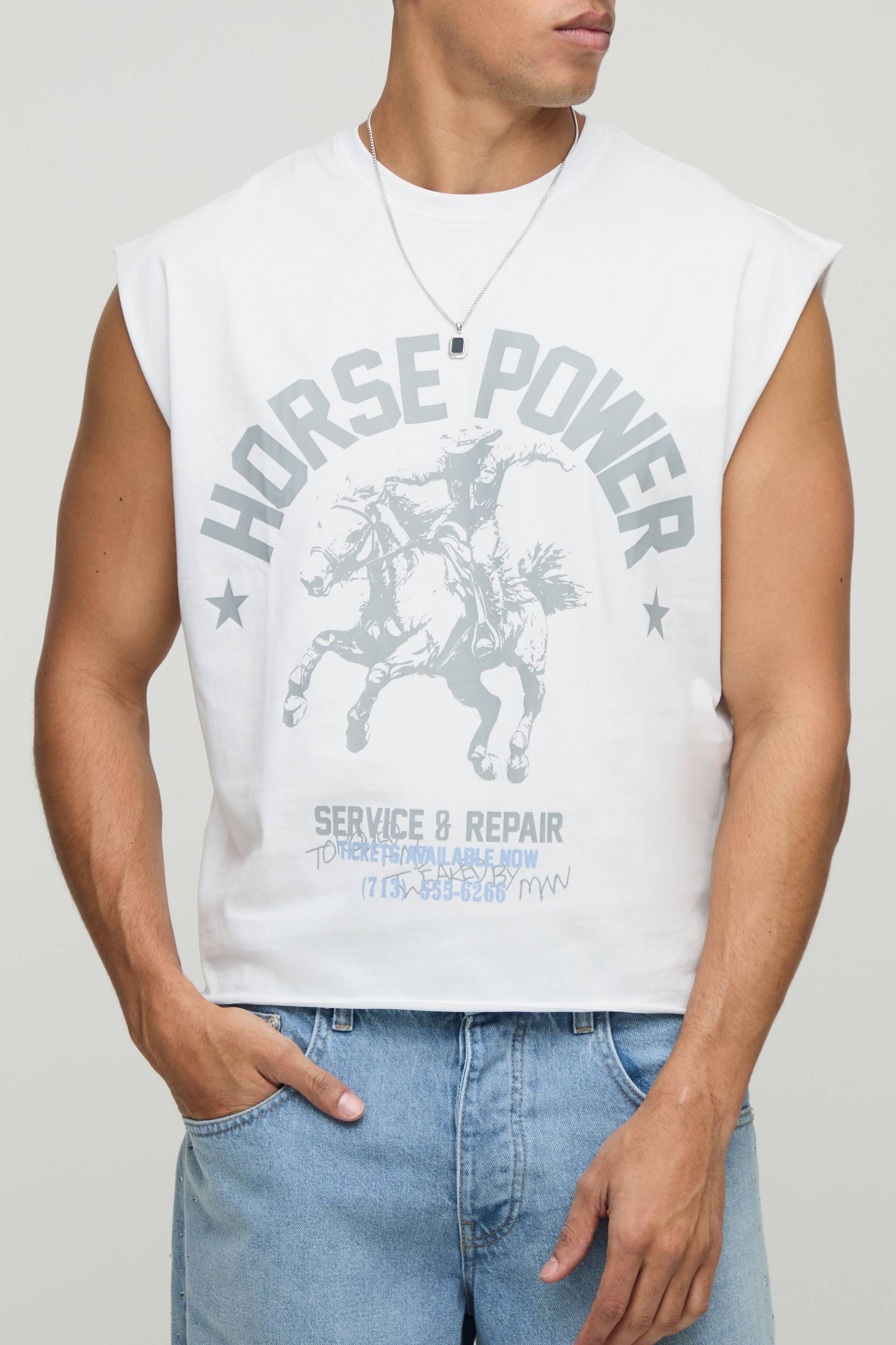 Kastiges Oversize vesttop mit Western-Print von boohooman