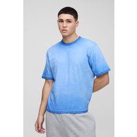Kastiges Rundhals T-Shirt - Blau - S, Blau von boohooman