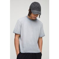 Kastiges Rundhals T-Shirt - Grau - XL, Grau von boohooman