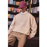 Kastiges Sweatshirt mit Kontrast-Stickerei - Grau - M, Grau Kastiges Sweatshirt mit Kontrast-Stickerei - Grau - M, Grau von boohooman
