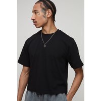 Kastiges T-Shirt - Schwarz - L, Schwarz von boohooman