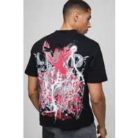 Kastiges T-Shirt mit Gothic-Print - Schwarz - S, Schwarz von boohooman
