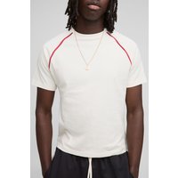 Kastiges T-Shirt mit Kontrast-Paspeln - Ecru - XS, Ecru Kastiges T-Shirt mit Kontrast-Paspeln - Ecru - XS, Ecru von boohooman